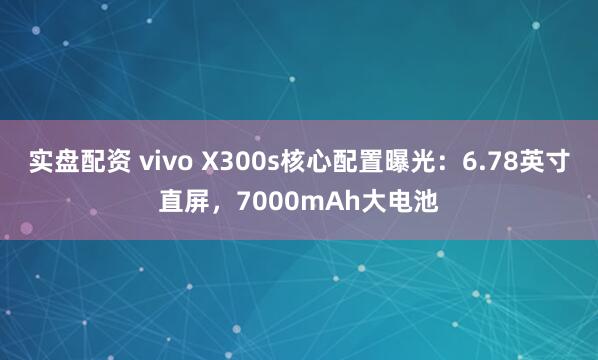 实盘配资 vivo X300s核心配置曝光：6.78英寸直屏，7000mAh大电池
